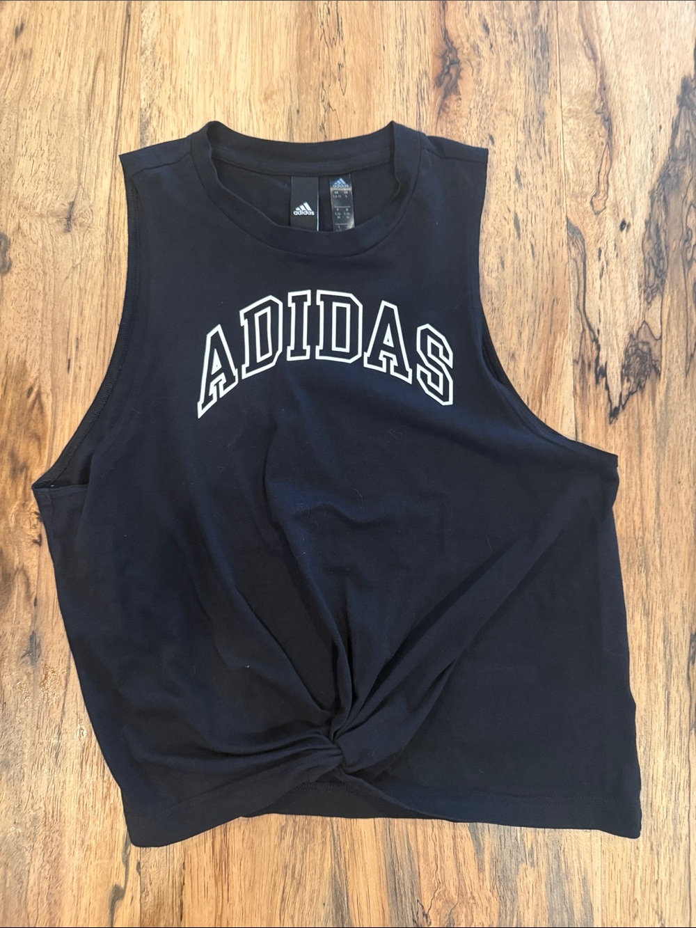 adidas Black Twisted Hem Logo Muscle Tank